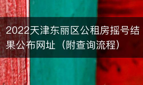 2022天津东丽区公租房摇号结果公布网址（附查询流程）