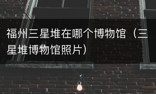 福州三星堆在哪个博物馆（三星堆博物馆照片）