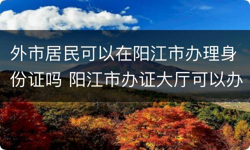 外市居民可以在阳江市办理身份证吗 阳江市办证大厅可以办理身份证吗?