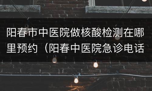 阳春市中医院做核酸检测在哪里预约（阳春中医院急诊电话）
