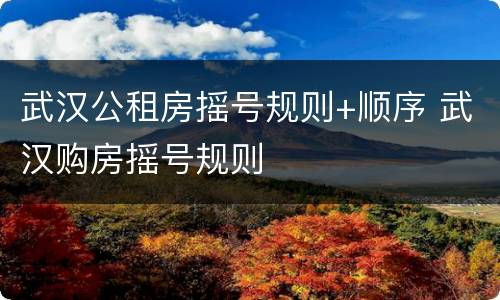 武汉公租房摇号规则+顺序 武汉购房摇号规则
