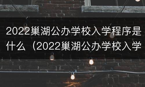 2022巢湖公办学校入学程序是什么（2022巢湖公办学校入学程序是什么样的）