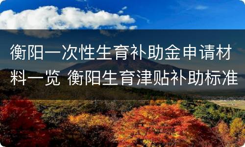 衡阳一次性生育补助金申请材料一览 衡阳生育津贴补助标准