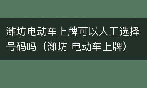 潍坊电动车上牌可以人工选择号码吗（潍坊 电动车上牌）