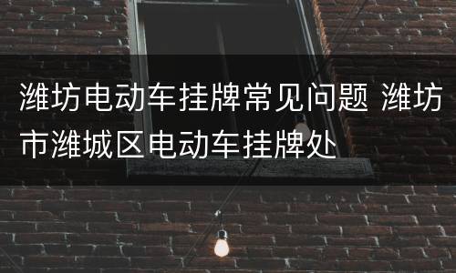 潍坊电动车挂牌常见问题 潍坊市潍城区电动车挂牌处