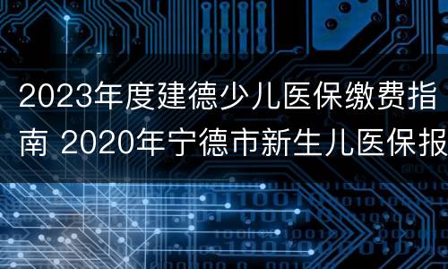2023年度建德少儿医保缴费指南 2020年宁德市新生儿医保报销