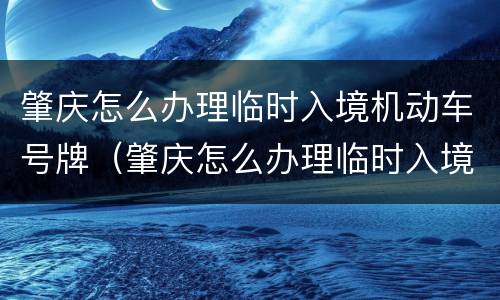 肇庆怎么办理临时入境机动车号牌（肇庆怎么办理临时入境机动车号牌照）