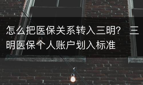 怎么把医保关系转入三明？ 三明医保个人账户划入标准