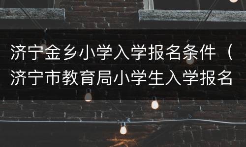 济宁金乡小学入学报名条件（济宁市教育局小学生入学报名通知）