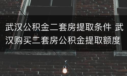 武汉公积金二套房提取条件 武汉购买二套房公积金提取额度新规定
