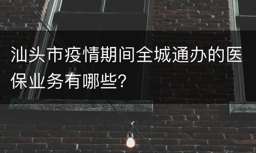 汕头市疫情期间全城通办的医保业务有哪些？