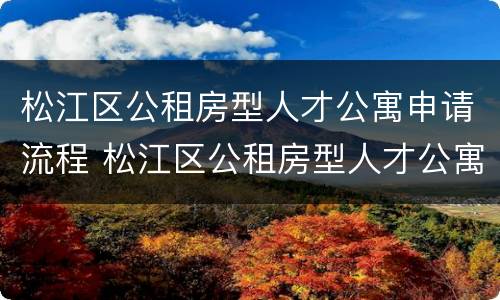 松江区公租房型人才公寓申请流程 松江区公租房型人才公寓申请流程视频