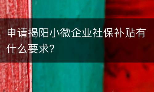 申请揭阳小微企业社保补贴有什么要求？