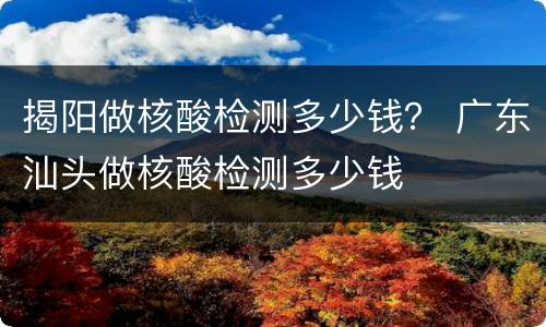 揭阳做核酸检测多少钱？ 广东汕头做核酸检测多少钱