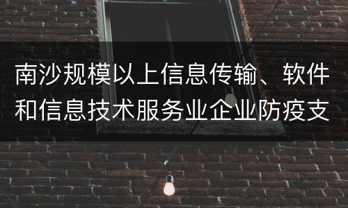 南沙规模以上信息传输、软件和信息技术服务业企业防疫支出补贴申报指南