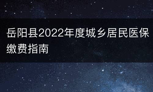 岳阳县2022年度城乡居民医保缴费指南