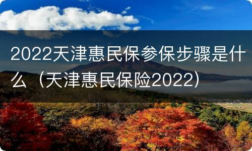 2022天津惠民保参保步骤是什么（天津惠民保险2022）
