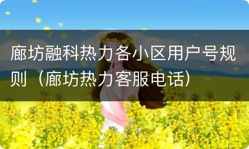 廊坊融科热力各小区用户号规则（廊坊热力客服电话）