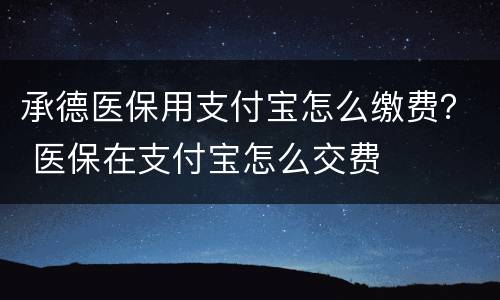 承德医保用支付宝怎么缴费？ 医保在支付宝怎么交费