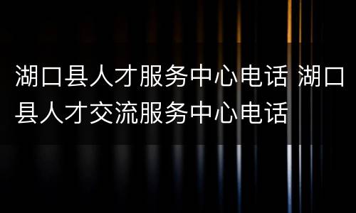 湖口县人才服务中心电话 湖口县人才交流服务中心电话