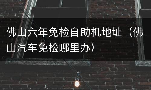 佛山六年免检自助机地址（佛山汽车免检哪里办）