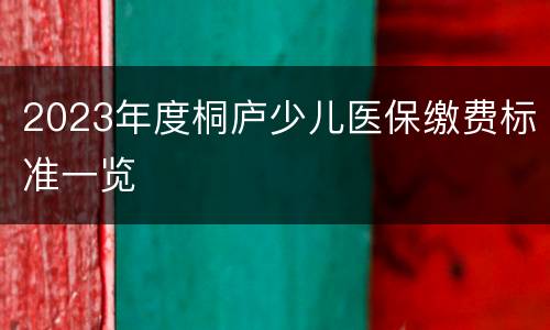 2023年度桐庐少儿医保缴费标准一览