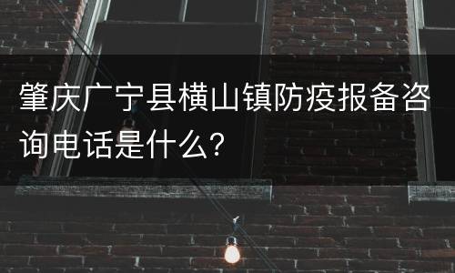 肇庆广宁县横山镇防疫报备咨询电话是什么？