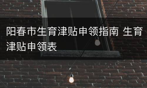 阳春市生育津贴申领指南 生育津贴申领表