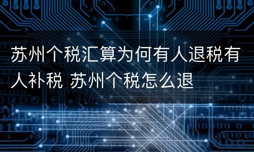 苏州个税汇算为何有人退税有人补税 苏州个税怎么退