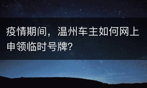 疫情期间，温州车主如何网上申领临时号牌？
