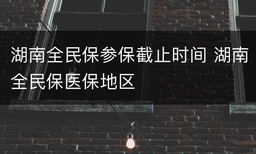 湖南全民保参保截止时间 湖南全民保医保地区