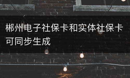 郴州电子社保卡和实体社保卡可同步生成