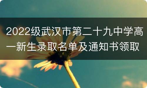 2022级武汉市第二十九中学高一新生录取名单及通知书领取要求