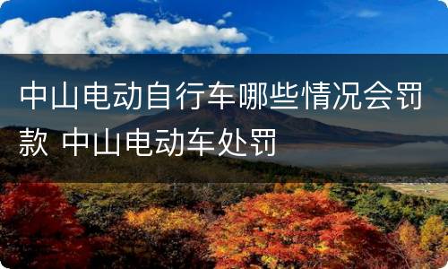 中山电动自行车哪些情况会罚款 中山电动车处罚