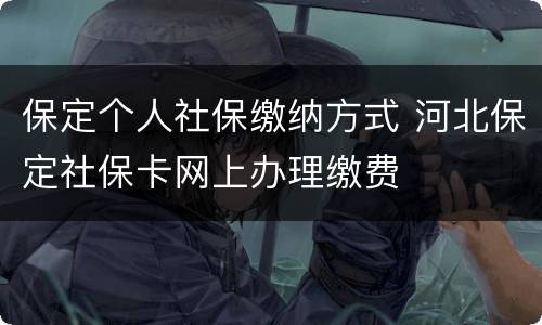 保定个人社保缴纳方式 河北保定社保卡网上办理缴费