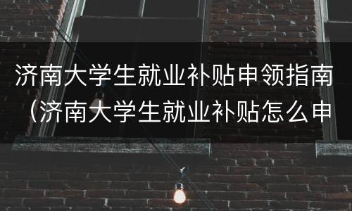 济南大学生就业补贴申领指南（济南大学生就业补贴怎么申请）