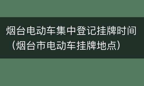 烟台电动车集中登记挂牌时间（烟台市电动车挂牌地点）
