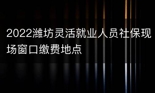 2022潍坊灵活就业人员社保现场窗口缴费地点