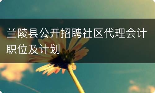 兰陵县公开招聘社区代理会计职位及计划