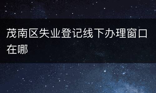 茂南区失业登记线下办理窗口在哪