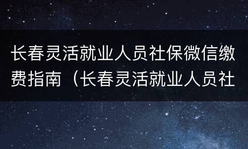 长春灵活就业人员社保微信缴费指南（长春灵活就业人员社保微信缴费指南下载）