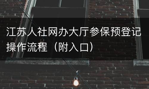 江苏人社网办大厅参保预登记操作流程（附入口）