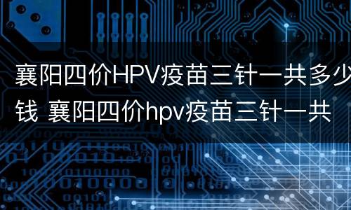 襄阳四价HPV疫苗三针一共多少钱 襄阳四价hpv疫苗三针一共多少钱啊