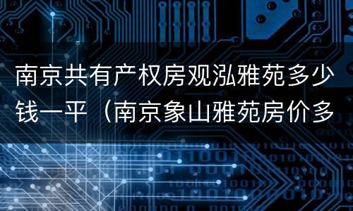 南京共有产权房观泓雅苑多少钱一平（南京象山雅苑房价多少）