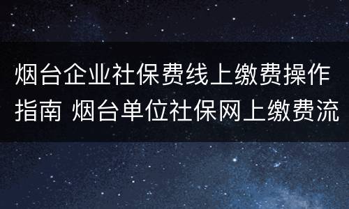 烟台企业社保费线上缴费操作指南 烟台单位社保网上缴费流程