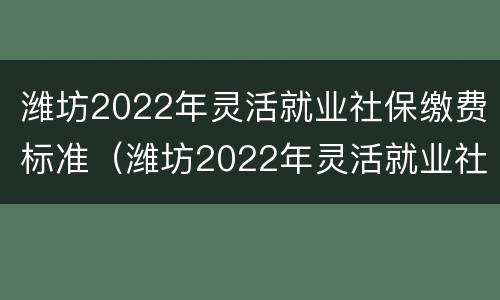 潍坊2022年灵活就业社保缴费标准（潍坊2022年灵活就业社保缴费标准）