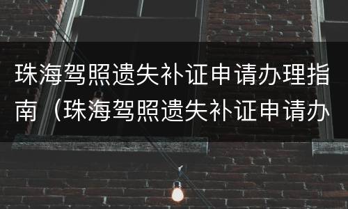 珠海驾照遗失补证申请办理指南（珠海驾照遗失补证申请办理指南图片）