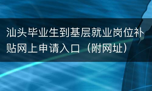汕头毕业生到基层就业岗位补贴网上申请入口（附网址）