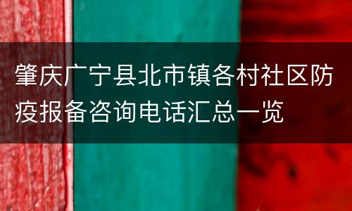 肇庆广宁县北市镇各村社区防疫报备咨询电话汇总一览