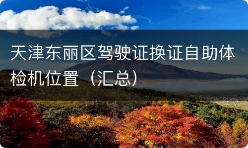 天津东丽区驾驶证换证自助体检机位置（汇总）